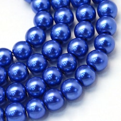 1989 5mm pärlemo glaspärlor på sträng ROYAL blue