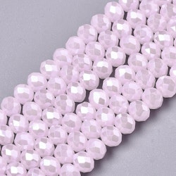 2408 imiterad jade fasetterade rondeller glaspärlor 3,5x3mm pink