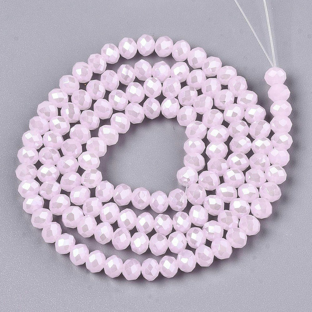 2408 imiterad jade fasetterade rondeller glaspärlor 3,5x3mm pink