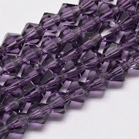 2425 Glaspärlor bicones 4mm på sträng lila