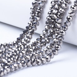 2436 Glaspärlor fasetterade abacus 3x2mm sträng silvergrå