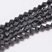 3110 Glaspärlor bicones 6mm på sträng svart