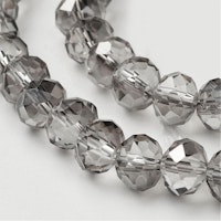 3137 Electropläterade 6mm fasetterad glasrondell ljusgrå silver