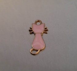Emaljerad berlock katt rosa (PL)
