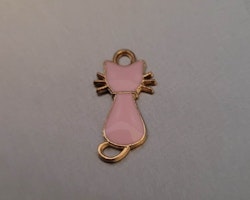 Emaljerad berlock katt rosa (PL)
