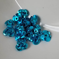Rosor i aluminium turkosblå 15stk
