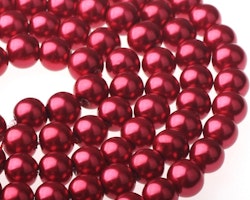 6mm pearlized glaspärlor på sträng DEEP PINK