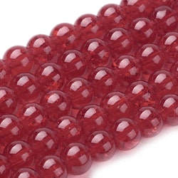 Krackelerade glaspärlor 6mm röd