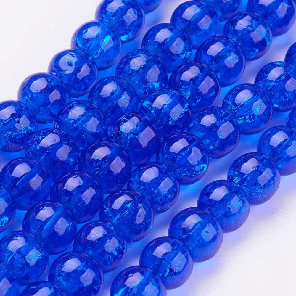 Krackelerade glaspärlor 6mm blå