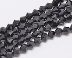 Glaspärlor bicones 6mm på sträng svart