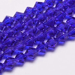 Electropläterade glaspärlor bicones 6mm ab på sträng mörkblå