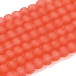 Frostade pärlor orangeröd 6mm