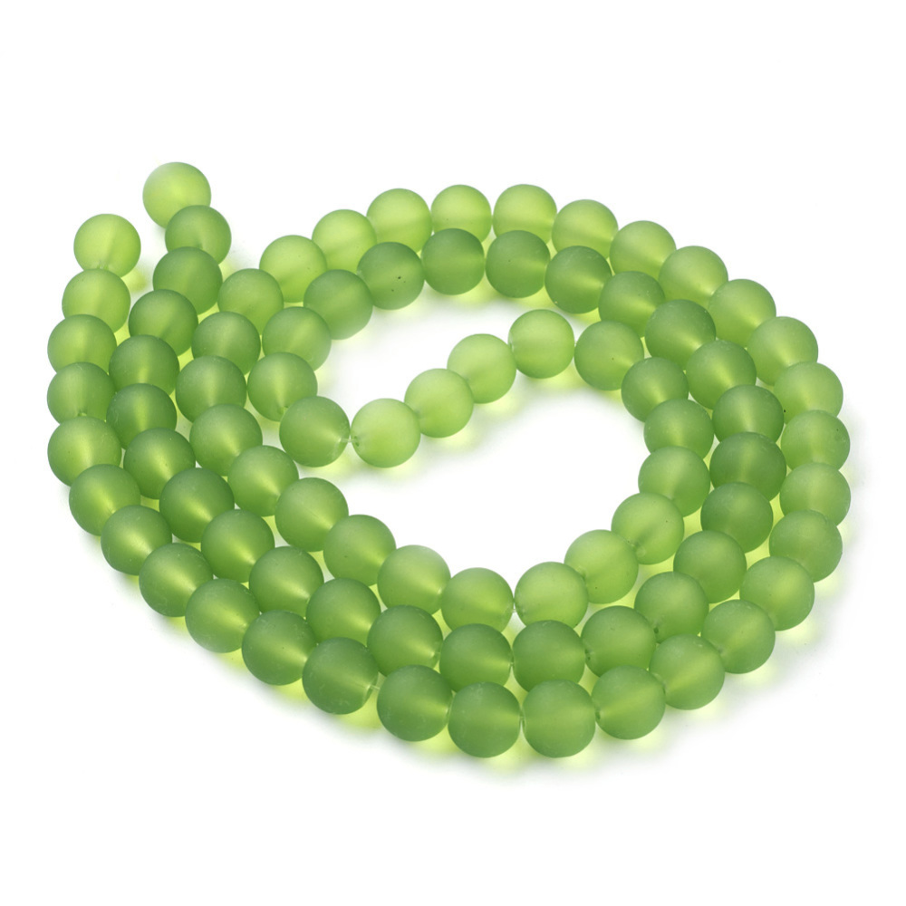 Frostade pärlor grön 6mm