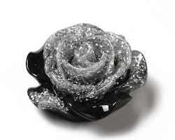 Cabochon ros med glitter svart styckvis