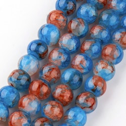 1838 Färgad krakelerade glaspärlor 8mm sträng kungligt blå