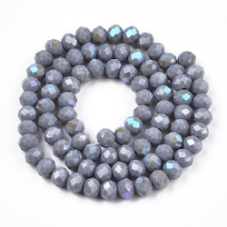 Jade imitation 6mm fasetterad glasrondell - light steel blue
