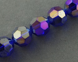 Glaspärlor 4mm fasetterad mörkblå pläterad rund