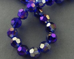 Glaspärlor 4mm fasetterad mörkblå pläterad rund