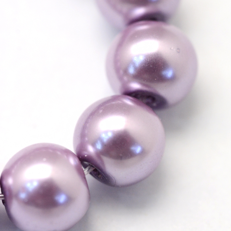 5~6mm pearlized glaspärlor på sträng Lilac