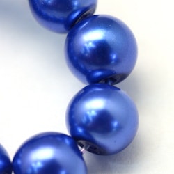 288  3~4mm baking painted glaspärlor på sträng ROYAL blue