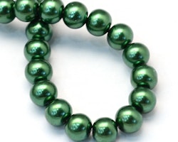 6mm pärlemo glaspärlor på sträng grön