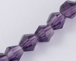 Glaspärlor bicones 6mm på sträng lila