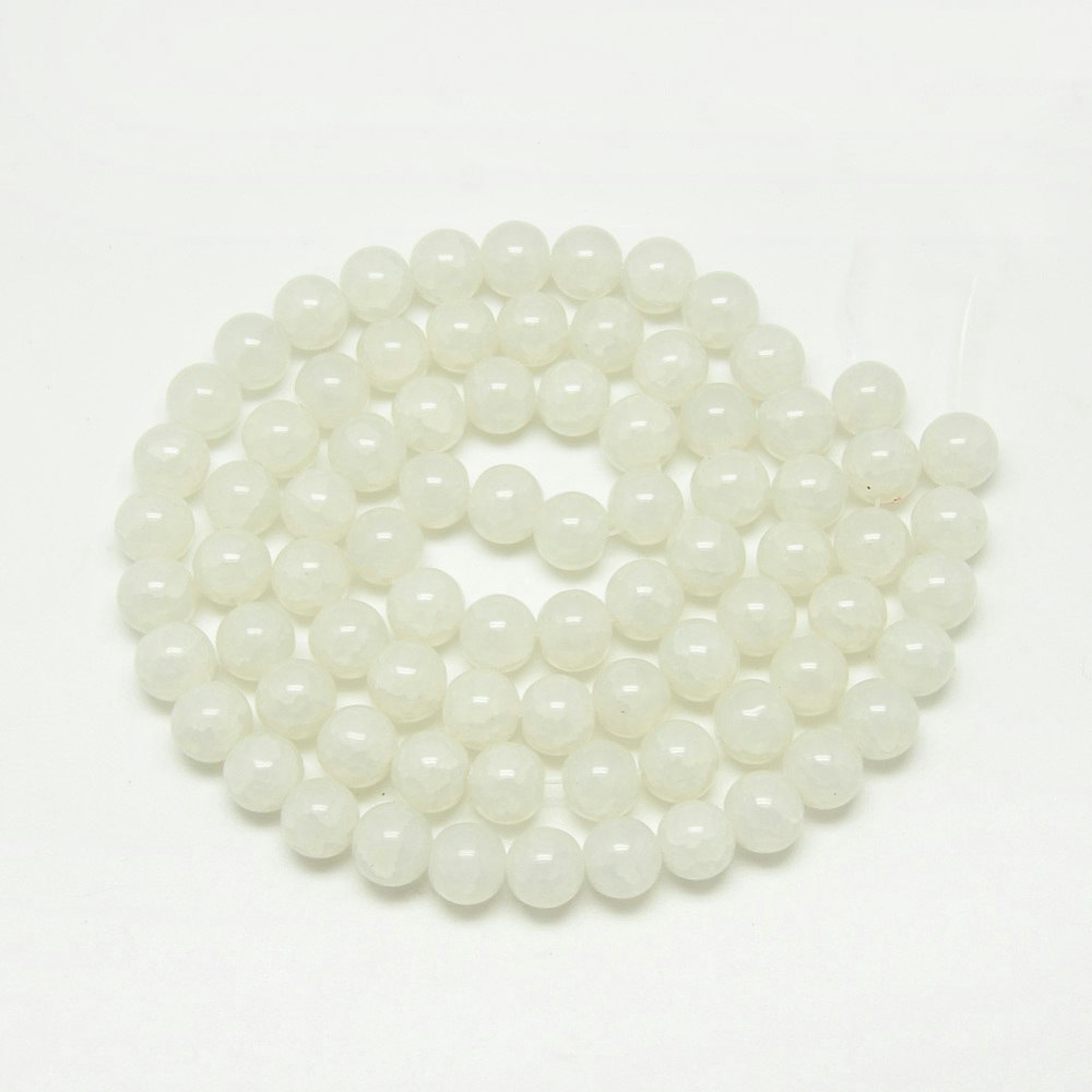 2136 Krackelerade glaspärlor 6mm creamy white