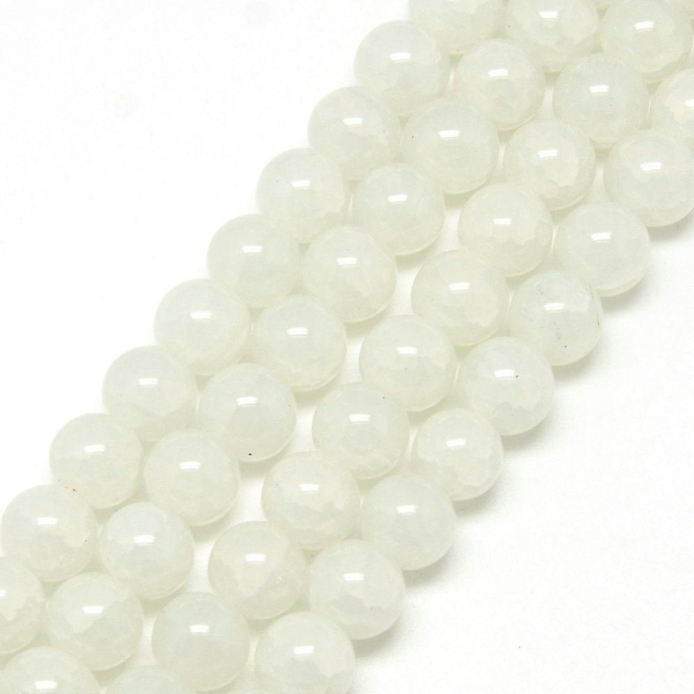 2136 Krackelerade glaspärlor 6mm creamy white