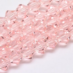 2187 imiterad australiensiska glaspärlor bicones 6mm rosa på sträng
