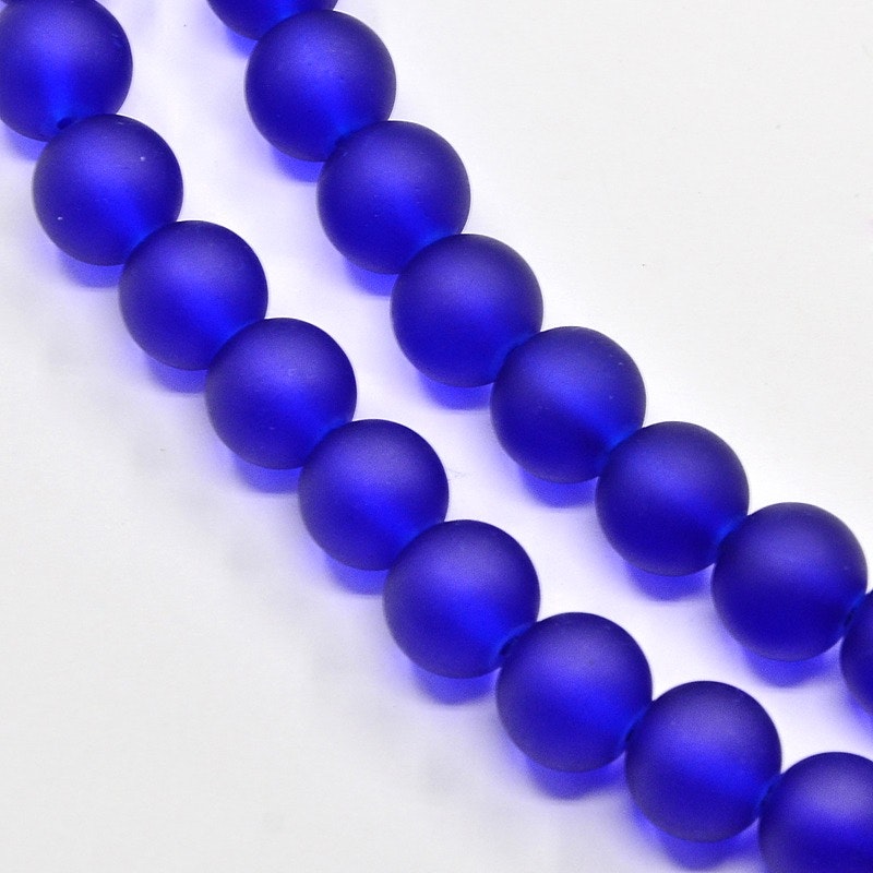 2193 Frostade pärlor royal blue 6mm