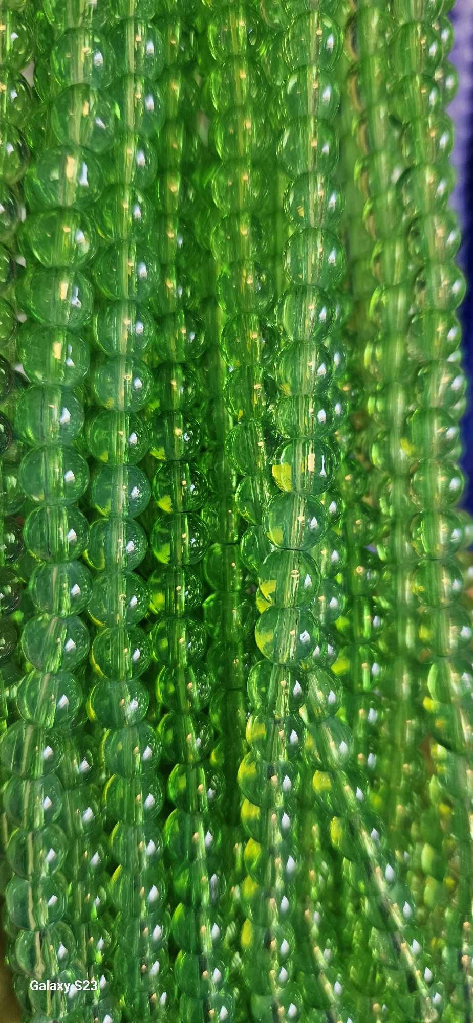 Glaspärlor transparent imiterad opalit grön 6mm