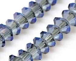 2213 transparent oljepläterade glaspärlor rondell steel blue 6mm