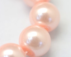 2218 3mm pärlemo glaspärlor rosa peach puff på sträng