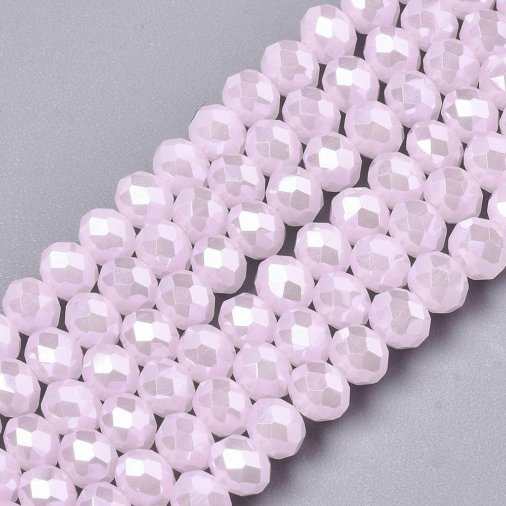 2406 imiterad jade fasetterade rondeller glaspärlor 4x3mm pink