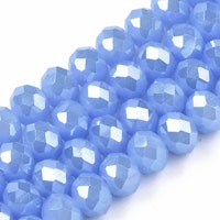 2410 imiterad jade fasetterade rondeller glaspärlor 4x3mm cornflower blue