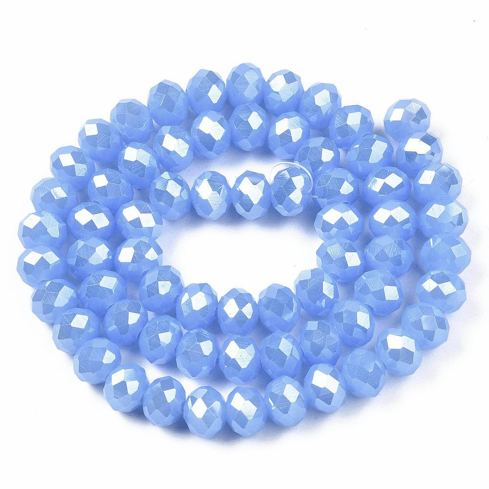 2412 imiterad jade fasetterade rondeller glaspärlor 3,5x3mm cornflower blue