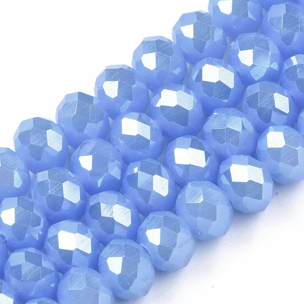 2412 imiterad jade fasetterade rondeller glaspärlor 3,5x3mm cornflower blue