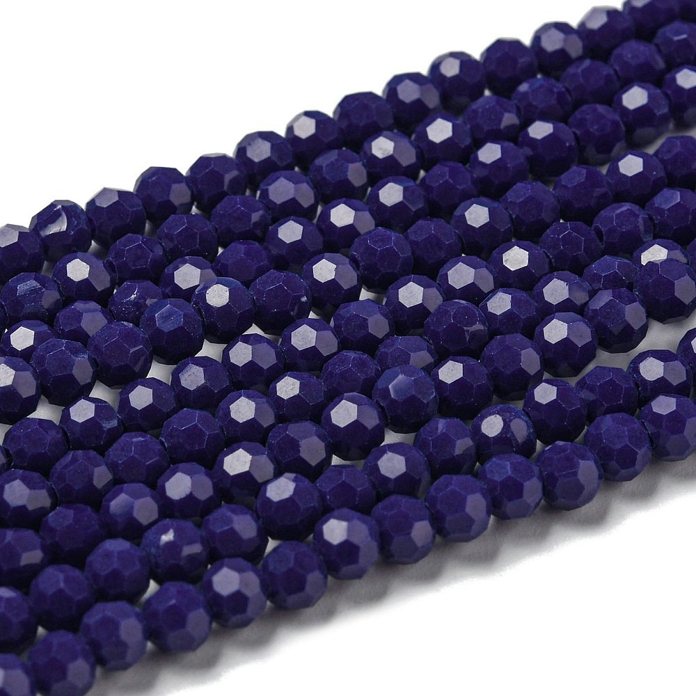 2413 4mm glaspärla rund fasetterad marine blue