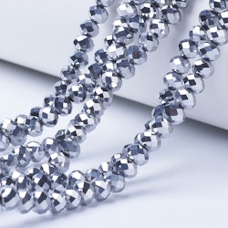 2419 4mm Electropläterade fastettslipade rondeller silver