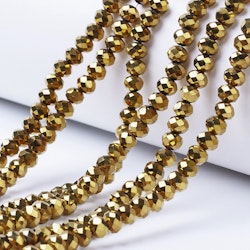 2440 Glaspärlor fasetterade abacus 3x2mm sträng guld