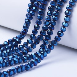 2443 Glaspärlor fasetterade abacus 3x2mm sträng blå
