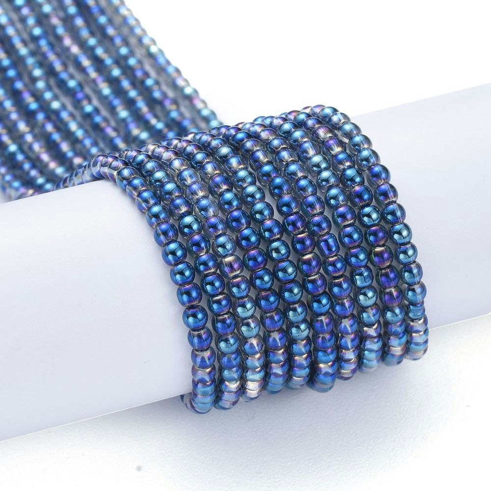 2447 2~2,3mm Electropläterade glaspärlor rondell blue