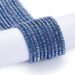 2447 2~2,3mm Electropläterade glaspärlor rondell blue