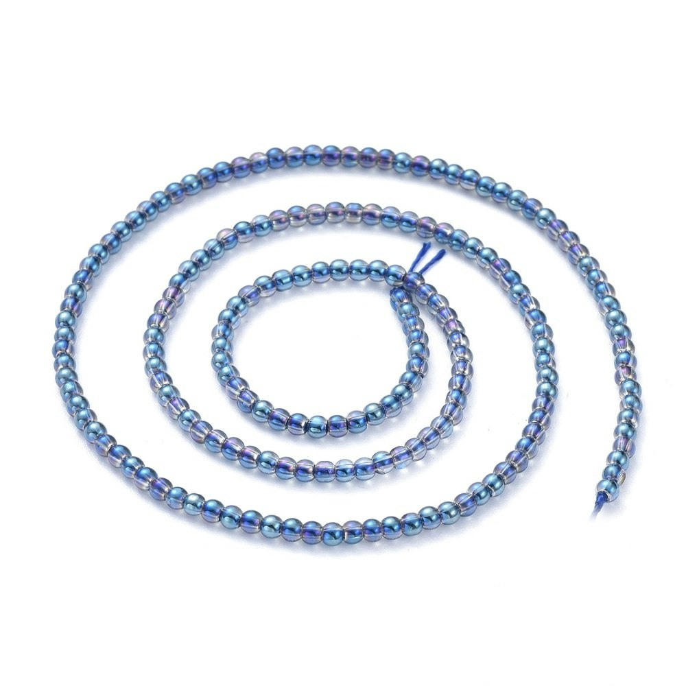 2447 2~2,3mm Electropläterade glaspärlor rondell blue