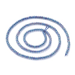 2447 2~2,3mm Electropläterade glaspärlor rondell blue