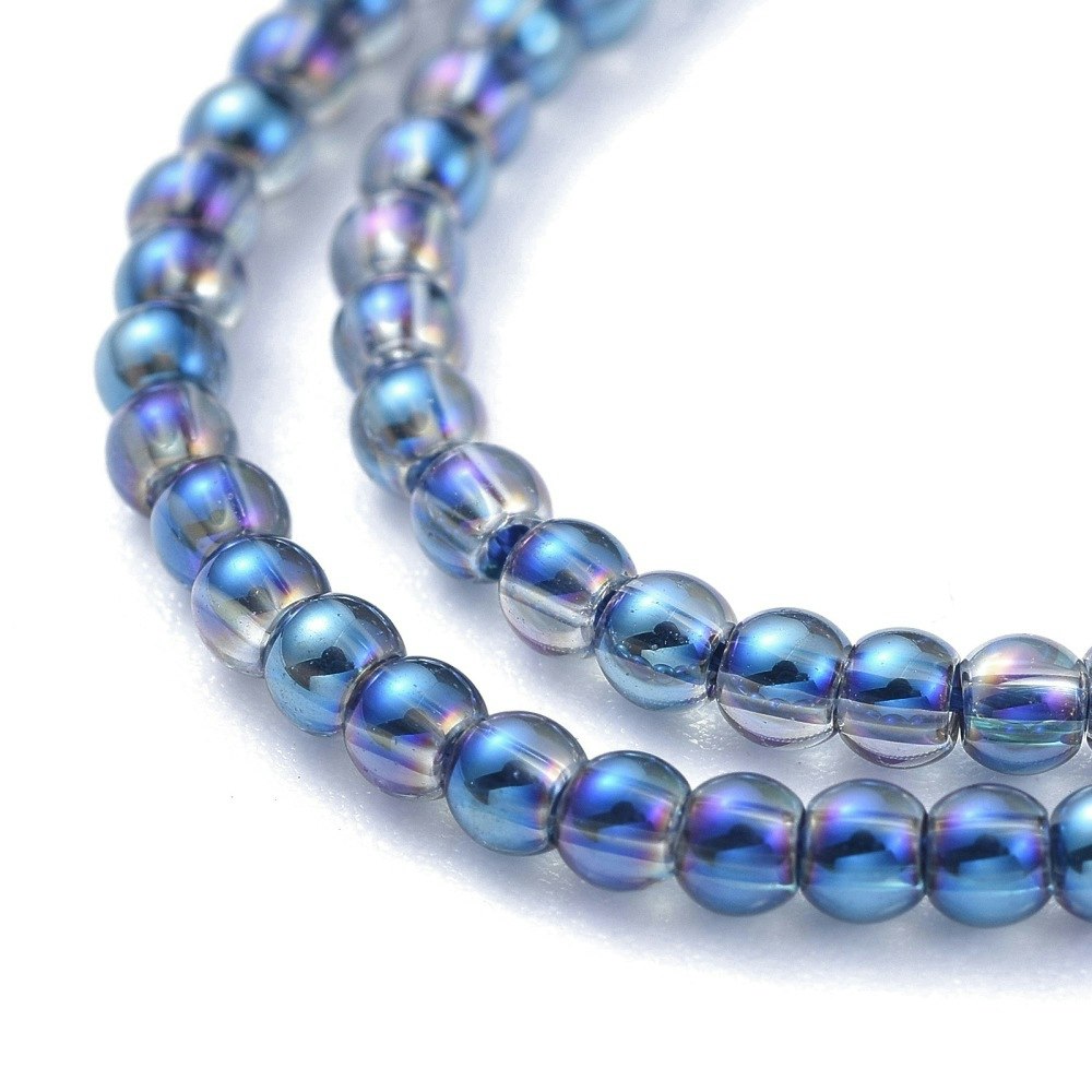2447 2~2,3mm Electropläterade glaspärlor rondell blue