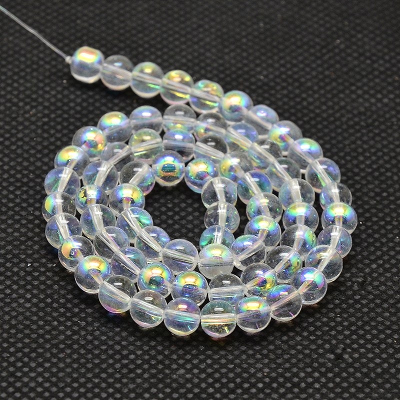 2458 4mm glaspärla ab pläterad rund transparent