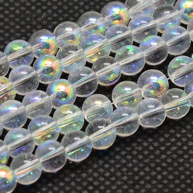 2458 4mm glaspärla ab pläterad rund transparent
