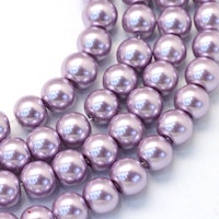 2462 3~4mm pärlemo glaspärlor vit på sträng lila