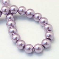 2462 3~4mm pärlemo glaspärlor vit på sträng lila